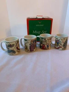 vintage JC Penney Holiday Christmas MUGS SET Betty WHITEAKER coffee 5464 box set - Picture 1 of 8