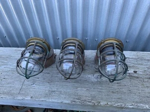 Three VINTAGE Pauluhn Naval Brass or Bronze Sconce Lights salvaged WA Ferry - Picture 1 of 8