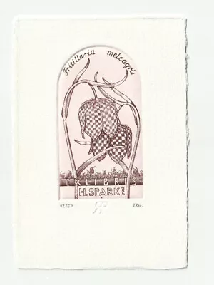 ROLF FLEISCHMANN: Exlibris Für H. Sparke, Fritillaria Meleagris Schachbrettblume • 8€