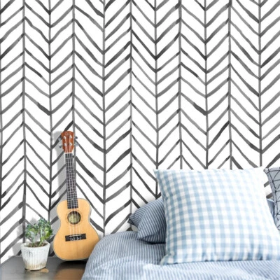 White Black Stripes Peel And Stick Wallpaper Vinyl Self Adhesive Home Decor - Image 1 of 4