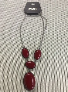 New Silver Tone Necklace with Vivid Red Stones by MIXIT nwt - Picture 1 of 4