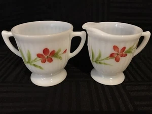 MacBeth Evans Petalwear Florette Footed Creamer & Open Sugar Bowl set Vintage - Picture 1 of 8