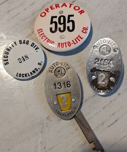 Auto-Lite Co. Lockland OH Employee Buttons & Key