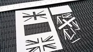 United Kingdom UK GB Flag Stencil Airbrushing Paint Patriotic Design Card Car - Picture 1 of 1