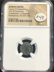 Roman Empire House of Constantine Posthumous AD 337-340 NGC AE4 Bi Nummus 062 - Picture 1 of 6