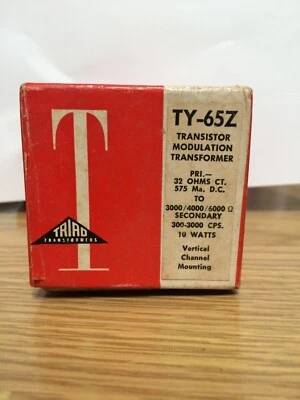 Vintage NOS Triad TY-65Z Transistor Modulation Transformer Pri 32Ω CT to 3,4,6KΩ - Image 1 of 3