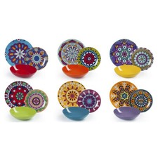 Servizio Piatti tavola 18 Pezzi In Porcellana - MANDALA ETNO 18 pz EX-62502