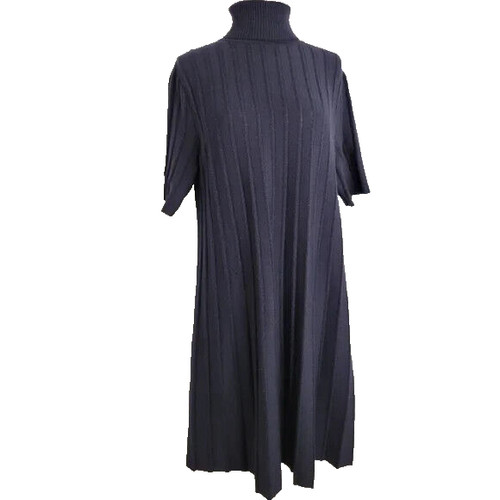 VETEMENTS Abito maglione COS misto lana girocollo a costine manica corta blu navy taglia small