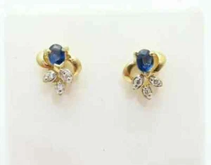 2.10Ct Oval Simulated Blue Sapphire Anniversary Earring's 14K Yellow Gold Plated - Picture 1 of 5