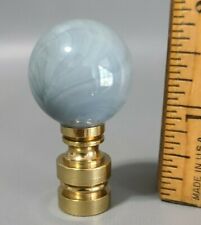 Opaque Gray  Art Glass Ball Sphere Lamp Finial Brass Base 1 3/4'' High  DR4