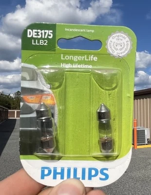 Philips LongerLife DE3175 10W Dos Bombillas Interior Domo Luz Reemplazar Lámpara Stock Foto 1 de 2