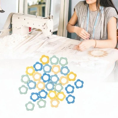 Hook Clip 30x Mixed Color Stoppers Flower Shape Protectors Knit Needle Clip - Image 1 of 4