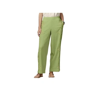 Sundance Pants Women’s XL Green Morgana Wide Leg Embroidered Ankle Kiwi - Picture 1 of 7