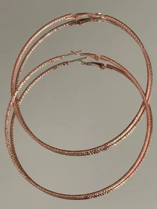 Orecchini a cerchio tondi in rame taglio diamante vintage retrò etnici placcati oro rosa 3 pollici - Foto 1 di 4