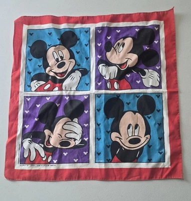 Disney Mickey Mouse Pañuelo Cuádruple Bandana Bufanda Tela De Colección JA Woronowicz Foto 1 de 4