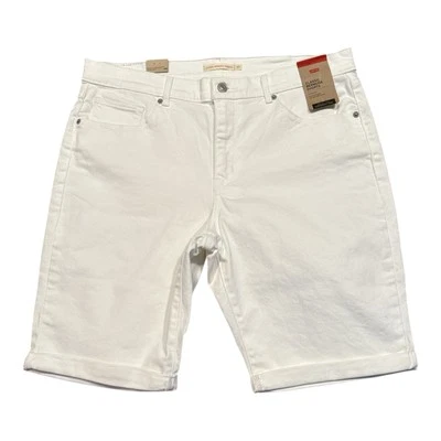 LEVI'S Classic Bermuda Women's Shorts Mid Rise Size 33 White Rolled Cuff NWT - Image 1 of 4