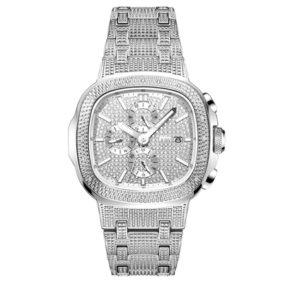 JBW Men's JBW "Heist" Diamond Chronograph Watch with Square Silver-Tone Dial - Image 1 of 4