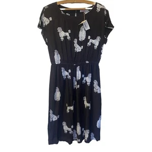 Cath Kidston Black White And Grey French Poodle Dress 10 New With Tags Vintage! - Picture 1 of 11