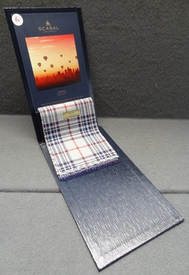 Scabal Aircom Super 120's Natural Stretch Suit Fabric Sample Book Wool Plaids - Image 1 of 4