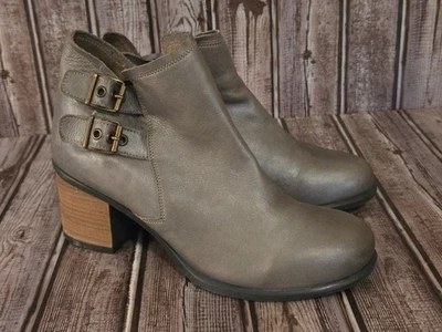 尺寸 39 / 8-8.5 Fly London 灰色无烟皮革侧拉链踝靴短靴 — 第 1/4 张图片