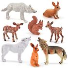Woodland Animal Figurines Sets 8 PCS Wolf Rabbit Squirrel White-Tailed Deer M...