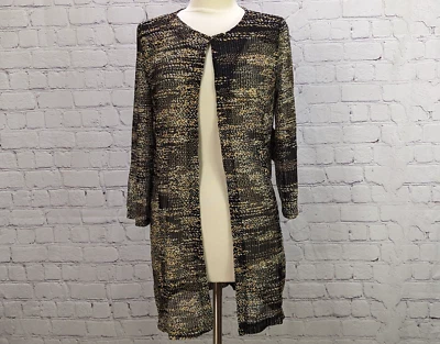 Chaqueta Larga Kasper Mediana Negra Blanca Metálica Dorada Ligera Manga 3/4 Nueva con Etiquetas Foto 1 de 4