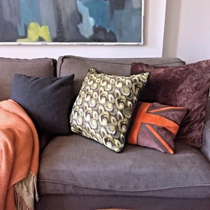 MCM Mid Century Vintage Fabric NEW Set 2 Square Decorative Pillows Atomic Mod - Picture 1 of 10