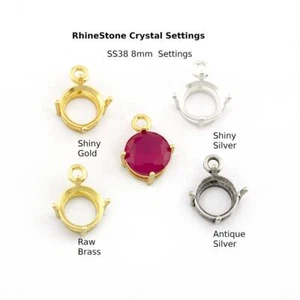 4 Pcs Rhinestone Charms Prong Blank Setting Raw Shiny gold-silver Pendant 5441 - Picture 1 of 5