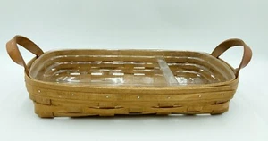 "Cesta de taller de galletas y inmersión Gerald Henn 13"" asas de cuero con inserto" - Imagen 1 de 6