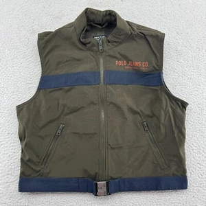 Vintage Polo Jeans Co Ralph Lauren Vest Kids Large Army Green Metal Belt Jacket - Picture 1 of 8