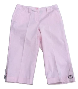 Women’s Size 10 Pink Striped Cuffed Capris Larry Levine Lifestyle Attitude - Picture 1 of 5