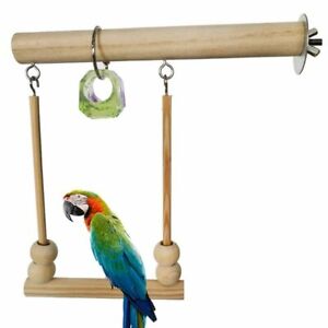 Wooden Parrot Bird Cage Perches Stand Tree Branch Pet Budgie Hanging Toy'