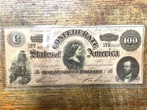 $100 1863 Lucy Pickens Confederate Banknote XF Nice Note - Picture 1 of 2