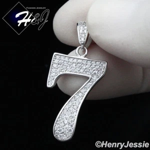 MEN WOMEN SOLID 925 STERLING SILVER ICY BLING CZ NUMBER "0"TO"9" PENDANT*SP179 - Picture 1 of 32