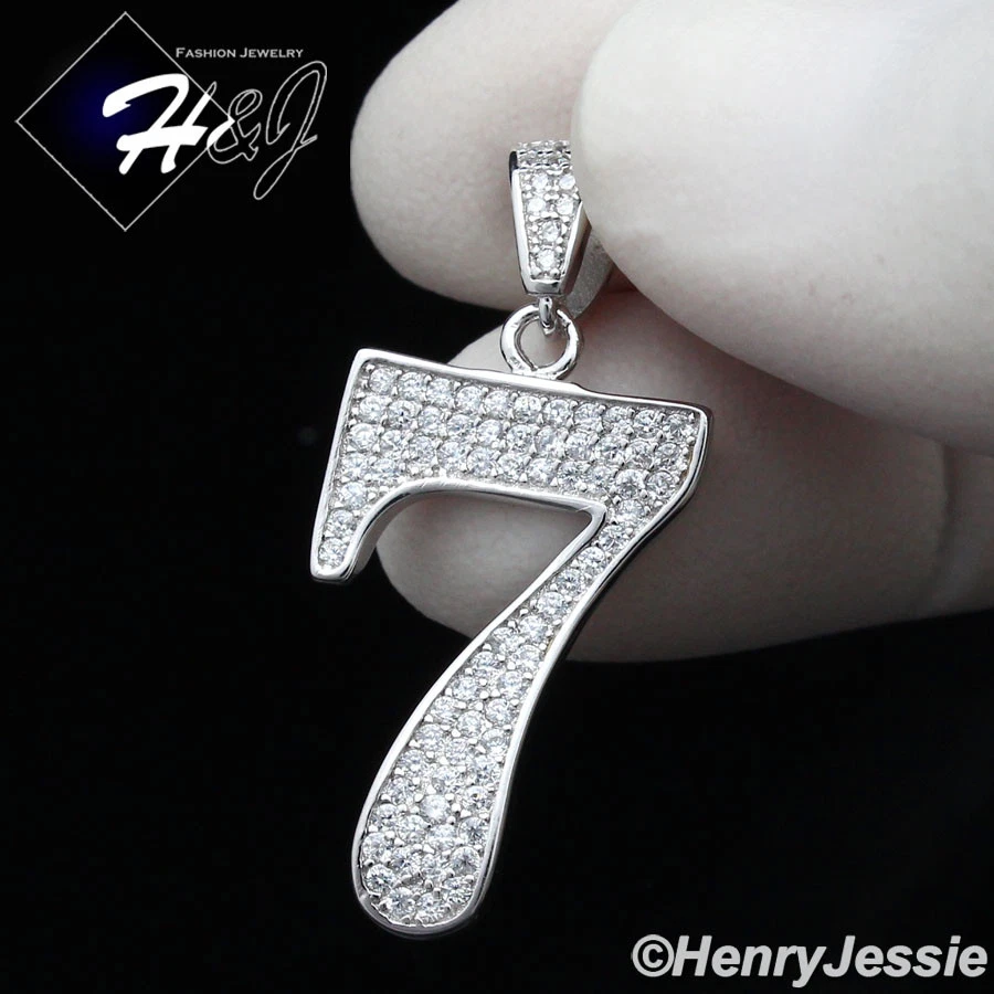 COLGANTE HOMBRE MUJER PLATA ESTERLINA 925 SÓLIDA ICY BLING NÚMERO CIRCONITA "0" A" 9"*SP179 Foto 1 de 1