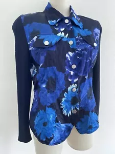 KENZO JEANS Vintage Jacke Japanisch FLORAL Satin blaue Wolle 80er 90er... - Bild 1 von 13