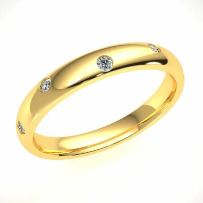 Round Diamond Bezel Set Eternity Band Ring Solid 10k Gold 3mm Wide 0.15ctw - Image 1 of 4