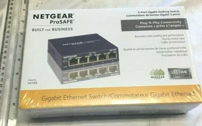 Netgear Prosafe Gigabit Ethernet Switch GS105 NIB Free Shipping - Image 1 of 4