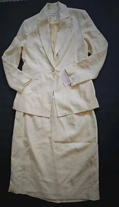 Neiman Marcus Vintage gelb 100 % Rock Anzug Blazer 12 Rock 16 - Bild 1 von 9