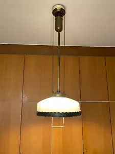 Glas Messing Pendelleuchte • höhenverstellbar circa 1920 - Bild 1 von 6