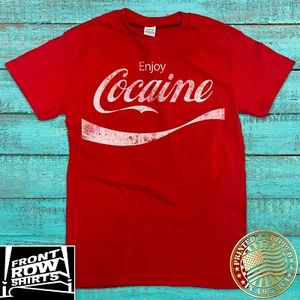 COCA COLA ***ENJOY COCAINE*** FUNNY PARODY DISTRESSED STYLE T-SHIRT - Picture 1 of 2