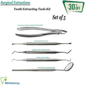 Juego de 5 herramientas quirúrgicas de extracción dental kit higienista dental escalar y sondas CE - Imagen 1 de 6