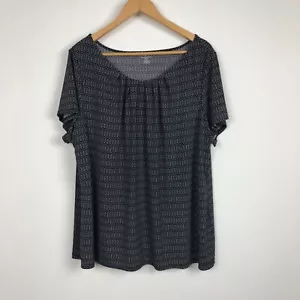 Worthington Damen bedrucktes Kurzarm Oberteil mit U-Ausschnitt schwarz weiß Größe 2X - Bild 1 von 5