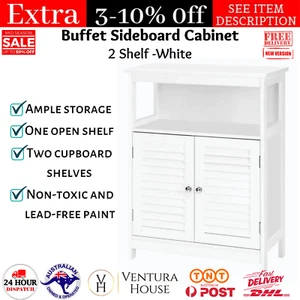 Sideboard Buffet Cabinet Kitchen Bathroom Storage Cupboard White Open Shelf New - Picture 1 of 12