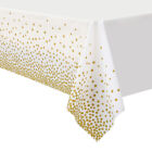 Neue Einweg-Tischdecke Mit Sauberen Bronzierungstchern Und Goldenen Punkten ▽