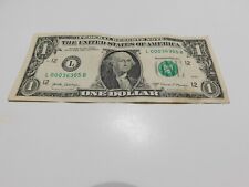 U.S. $1 One dollar bill with ultra low serial number LB5x.