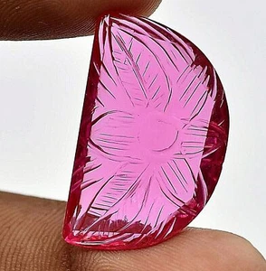 Beautiful 27.85 Ct Natural Mogok Pink Ruby Moon Shape Carving Certified Gemstone - Picture 1 of 5