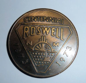 ROSWELL New Mexico 1973 Centennial MEDAL Chisum Cattleman Portrait Copper - Picture 1 of 2