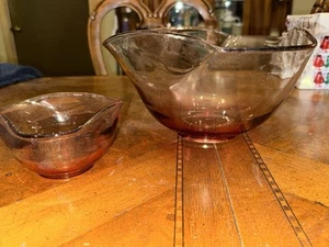 Vintage 70er Jahre Indiana Glas 2 Stück Chip und Dip Set Cranberry Hombre - Bild 1 von 4