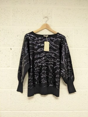 Jersey Monzón Lentejuelas Animal Azul Marino Talla M - Nuevo Foto 1 de 4